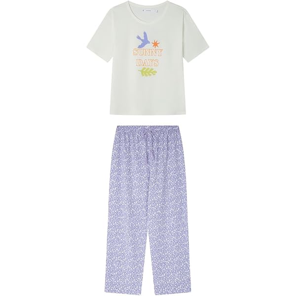 Women'secret Pigiama Lungo In Cotone Multilicense Sailor Set Donna Con Stampa Topolino, Verde, Maniche Lunghe