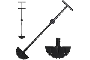Harrms Rasenkantenstecher mit Verstellbarem Griff, Manueller Kantenschneider Schwarz 86-106cm, Professioneller Scharfer Sägezahn Halbmond Rasenschäler für Gehwege, Beete, Gartenkanten Hof
