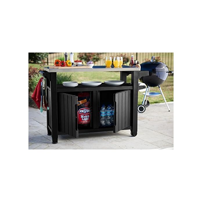 Koll Living Grilltisch Beistelltisch Xxl Edelstahlplatte Witterungsbestndig Holzoptik Modell 2017