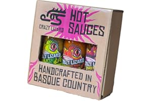 CRAZY LIZARD - Pack de regalo 3 Salsas Picantes originales 125 mL - Diferentes intensidades - 100% Naturales, Veganas, sin gluten. Pack regalo gourmet picante - Sabores únicos y exóticos.
