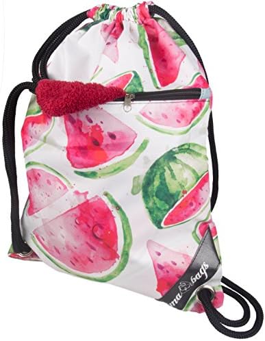 Drawstring bag with 2 additional zipper pockets | 12 beautiful Designs from basic black to maritim print | top quality fabric | best printquality | thick strings for high wearing comfort