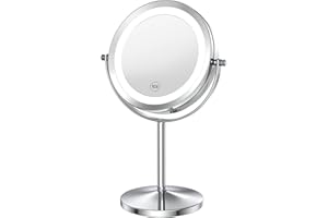 Benbilry LED Lighted Makeup Mirror - 7 Inch 1x/10x Magnifying Touch Control, Double Sided Magnified Vanity Mirror With Stand, Battery Operated, Chrome