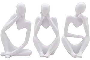 SIMDIM Estatua Pensador Moderno, Abstracto Adorno Salon Moderno, Abstracto Estatua Resinoso Moderno, Artístico Figura Decoracion Salon, Ornamento Arte, Decoracion para Casa Hogar Salon Escritorio (Blanco)