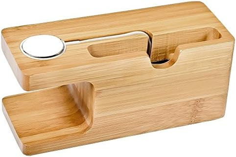 FomCcu Charging Stand Charge Mount Cradle Holder for Watch 42mm 38mm Phone Sprot Edition Bamboo Wood