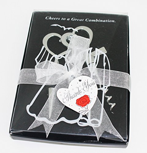 The Coffee and Tea Company Set regalo 2 pezzi Acciaio inossidabile Cuore Cavatappi con manico Cuore & bottiglie di vino di chiusura Maniglia a forma di cuore