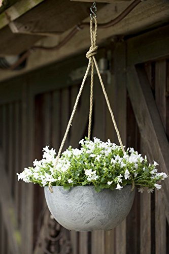 Artstone Pflanzgefäß Blumenampel Fiona, frostbeständig und leichtgewichtig, Grau, 25x12cm - 2