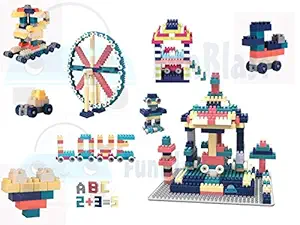 FunBlast DIY Building Blocks for Kids, Building Blocks with Baseplate - Learning and Education Toys for Kids- 100+ Pcs -Multicolor