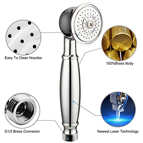 Duschkopf,badserie nostalgie Handbrause superfeinen Düsen massiv messing hochglänzend SRSH07 - 4