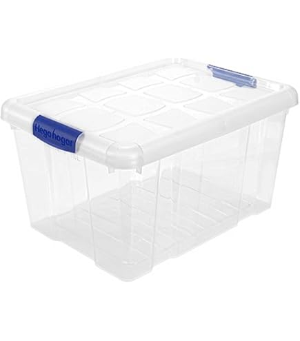 Iris Ohyama - Scatola plastica con Manico e Ruote 2 x 50 Litri, Bianco Trasparente