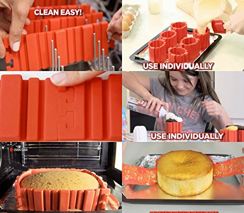 Kyerivs 4Pcs DIY Kuchenform Cake Mould Nonstick Silikon Magic Bake Snake Backen Kuchenform Werkzeug(Herzform, Rund, Blume, quadratisch ) - 7