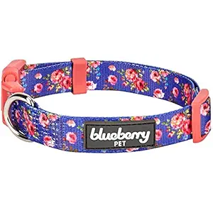 Blueberry Pet 8 Patterns Spring Scent Inspired Rose Print Irish Blue Dog Collar, Small, Neck 12