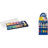 Boîte De Peinture Pelikan K12 - 12 Couleurs + 1 Tube Blanc De Chine - Standard Scolaire Avec 10 Pinceaux