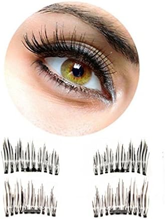Fantany 3D Magnetic False Eyelashes, NO GULE REQUIRED Reusable Hand Made Thin Natural Look Fiber Fake Eyelashes Extension, 0.2mm Magnet Easy to Apply False Eye Lashes 1 Pair