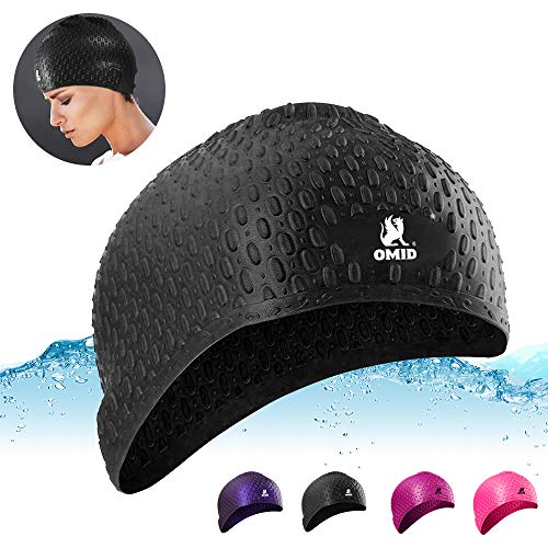 OMID Gorro de baño para Mujer/Hombre, Gorro de natación de Silicona para Cabello Largo, Anti-lágrimas, Gorro de baño Anti-derramamiento Gorro de Piscina Ergonómico para Adultos/Juventud