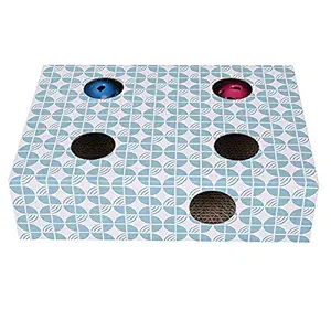 Emily Pets Corrugated Paper Interactive Pet Puzzle Box Treat Maze Scratcher Cat Toys with Balls (Multicolour)