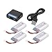 Produktbild XCSOURCE® 4Stk 3.7V 850mAh nachladbare Akkus + USB 4in1 Ladegerät für Syma X5 X5C X5SC X5SW RC Drone Quadcopter