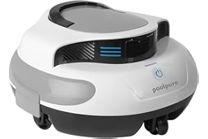 POOLPURE Poolroboter, 120 Minuten Leistungsstarke Reinigung, Doppel-Motor, IPX8 Wasserdicht, LED-Anzeigen, Kabelloser Poolroboter mit Batterie Oberirdische/Eingebaute Flache Pools bis zu 90 m²