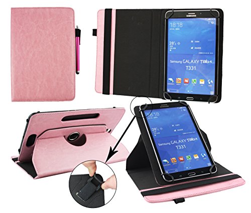 Emartbuy® ALLDAYMALL A88X 7 Zoll Quad Core Tablet PC Universal ( 7 - 8 Zoll ) Baby Rosa Prämie PU Leder 360 Grad rotierende Stand Folio Geldbörse Tasche Hülle + Rosa Eingabestift