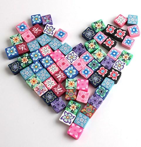 Philna12 Mix Square Polymer Clay Beads for Jewelry Making (Random color)