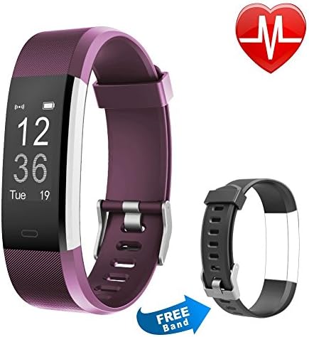 Proze Fitness Tracker HR Band+ Activity Tracker Smart Watch with Heart Rate Monitor Pedometer IP67 Waterproof Sleep Tracker GPS Wearable Smart Bracelet for iOS &amp; Android Smartphones (Purple)