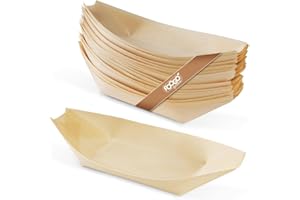 FOOGO Green 50 Barchette di Legno di Bambù Monouso, 23 cm, Certificate FSC®, Barbecue, Feste in Giardino, Aperitivi, Antipasti, Ecologiche, Biodegradabili, Feste di Nozze, Bicchieri di Carta