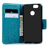 Huawei Nova Hülle YOKIRIN Schmetterling Blumen Muster PU Leder Schutzhülle Case Brieftasche Flipcase Cover Buchstil Klapptasche Kartenfächer Handyhülle Taschen für Huawei Nova mit Eingabestift Stylus Touch Pen in Blau - 