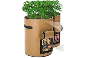Cefrank Sacs de Culture pour Pommes de Terre, 2Pcs Sac de Legumes, Tissu Non-tissé Sac de Plantation de Pommes de Terre à Fenêtre