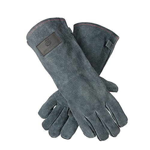 OZERO Schweißhandschuhe, Perfekt für Barbecue Schweisser Mig Kamin Kaminofen Pot-Halter Gartenarbeit – Baumwolle Futter mit 14 inch extralange Hülse Hitzebeständige BBQ Leder Handschuhe Grillgloves - 8