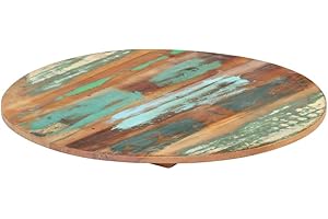 Myheimly Tischplatte Massivholzplatte Holzplatte Ersatztischplatte Holz Platte für Couchtisch Beistelltisch Rund recyceltes Massivholz,50 cm 15-16 mm