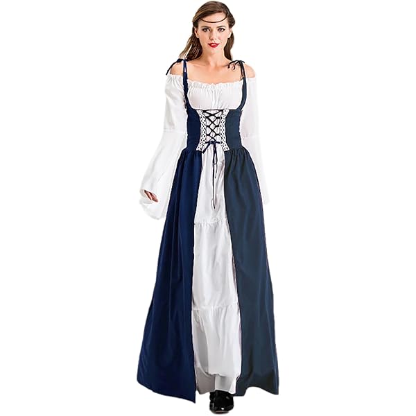 Robe Halloween Pour Femme Avec Manches Trompette Halloween Cosplay Victorienne Renaissance Médiévale Grandes Tailles Steampunk Costume Médiéval Femme Costume De Carnaval, Halloween, Fête, Princesse