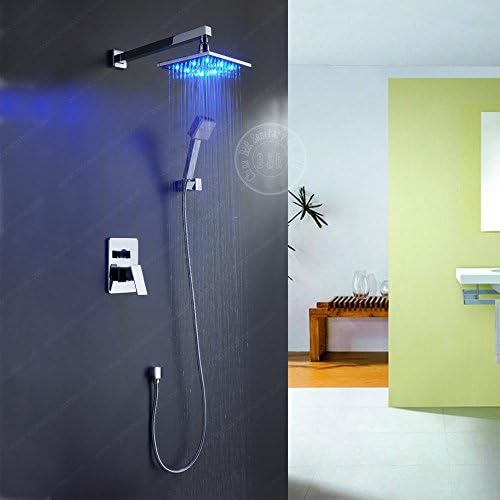 Free shipping BECOLA Luxury led right 12 inch Brass Bathroom shower head rainfall with shower arm BR-LED1212,Blue