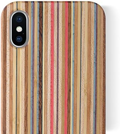 iCASEIT iPhone X/10 WOOD Case Premium Cases Slimfit Lightweight Unique Grain Hybrid Snap-On Protective Shockproof Drop proof Bumper Protection Real WOODEN Cover Phone X/10 - Rainbow