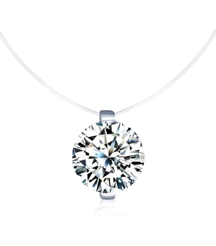 Collana invisibile - Scelta del modello - Zirconio - Argento 925 o placcato oro - Filo di nylon da pesca trasparente - Scelta della lunghezza - Italia