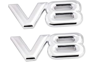 LZBBD Lot de 2 emblèmes V8 en métal 3D pour affichage du moteur V8 (argenté)