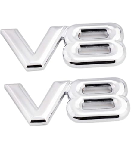 Lot De 2 Emblèmes V8 En Métal 3D Pour Affichage Du Moteur V8