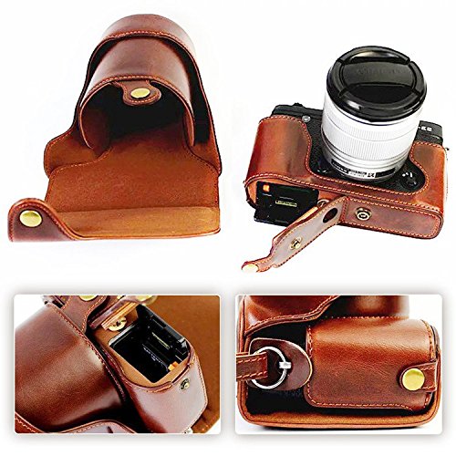 First2savvv XJD-XA2-HH10G10 Premium Qualität braun Ganzkörper- präzise Passform PU-Leder Kameratasche Fall Tasche Cover für Fujifilm Fuji XA2.XA1.XM2.XM1 mit SD-Kartenleser - 3