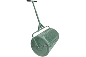 Cstern Esparcidor De Compostaje De 75 L con Asa,con Bloqueo Lateral para Esparcir Fertilizante,Multiusos, Red De Metal, Esparcidor De Abono, Rodillo De Semillas, Esparcidor De Semillas, Color Verde