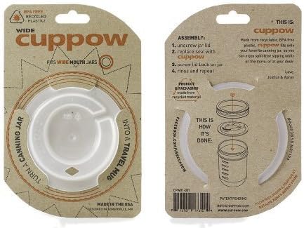 Original Cuppow Wide - Drinking Lid for Wide Mouth Canning Jar! by Cuppow
