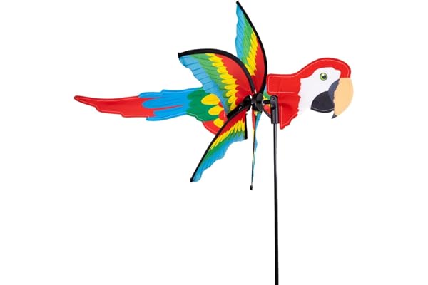 CIM Girouette Petite 2 en 1 PAPAGEI - hélice Ø31cm, Longueur 50cm, Hauteur Totale 90cm - INCL. Tige de Fixation en Fibre de Verre et système de Suspension