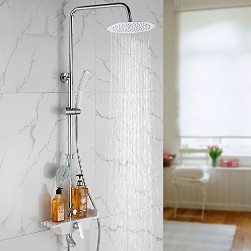 ieGeek 10 Zoll Regendusche Einbauduschköpfe Edelstahl Duschkopf Regenbrause Brausekopf aus Edelstahl mit Anti-Kalk-Düsen poliert Spiegeleffekt hochglänzend - 8