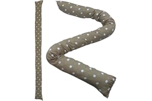 acquaverde | 1 Paraspiffero Imbottito per Porte e Finestre, Cuscino Parafreddo Isolante, Paraspifferi Imbottiti, Salamino in Cotone, Tortora con Pois - cm. 8x120