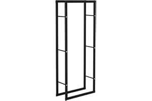 HOMCOM Range bûches Etagère porte bois de cheminée porte-bûches design contemporain charge max. 100 Kg dim. 60L x 25l x 150H cm métal noir