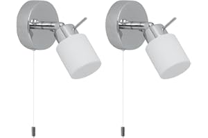 firstchoicelighting Pair of Modern Chrome IP44 Bathroom Wall Light with Pull Cord Switch Zone 2 3
