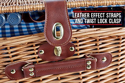 Andrew James Traditioneller Premium Picknickkorb aus Weide für 2 Personen – Mit Besteckt Set und Kühltasche Set - 3
