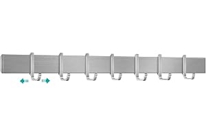 Poprkdre Kroklist kök 40 cm, kökshållare utan borrning med 7 avtagbara krokar, aluminium, kroklist, matt yta