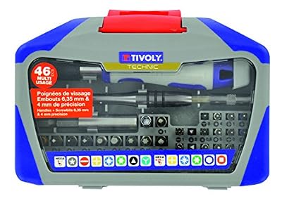 Tivoly Coffret 46 pièces embouts de vissage Hexa 6, 35 mm et 4 mm + 1 Poignée de précision + 1 Rallonge + 1 Poignée de vissage