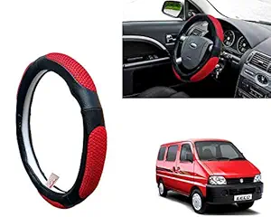 WolkomHome Ring Type Car Steering Wheel Cover (UT Black Red Netted ) for Maruti Suzuki Eeco
