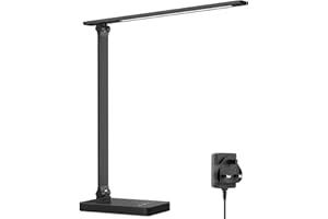 Lepro Desk Lamp, LED Desk Lamp with Power Adapter, 9.2W 750lm, Dimmable Desk Lamps Office, 5 Brightness Levels x 5 Colour Modes, Touch Control Daylight Lamp for Office, Study, Bedroom, Nails, Reading