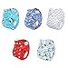 Alva Baby One Size Pocket Washable Bamboo Viscose Cloth Diapers Nappies 5Pcs (Neutral) 5Dm08