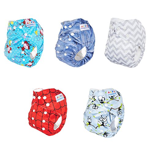 Alva Baby One Size Pocket Washable Bamboo Viscose Cloth Diapers Nappies 5Pcs (Neutral) 5Dm08